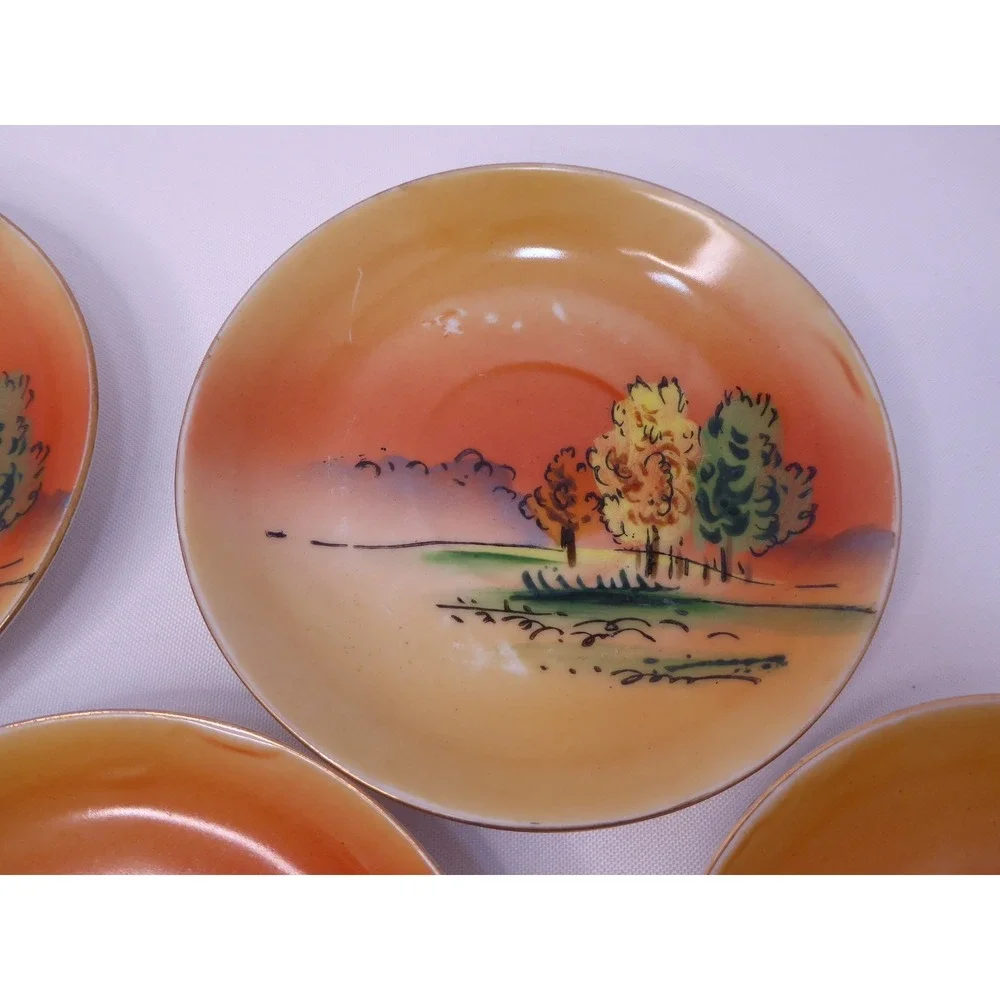 Vintage Hand Painted Moriage Windmill Sunset 5